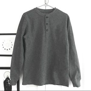 NEW grey LL Bean henley + blue baseball henley